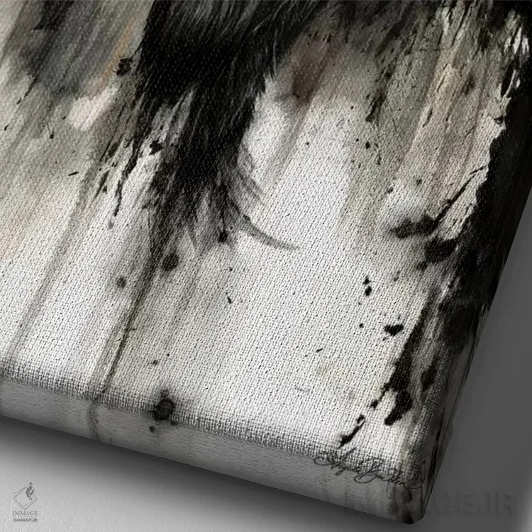 تابلو گوزن نر اثر آنجلا بادن - نمای نزدیک بافت بوم