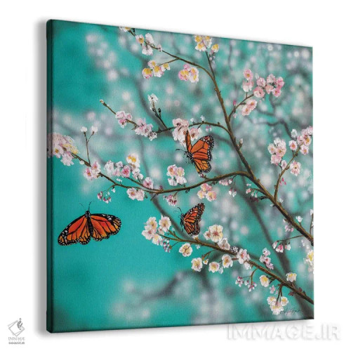 تابلو پروانهها و شکوفهها اثر آنجلا بادن - نمای پرسپکتیو محصول