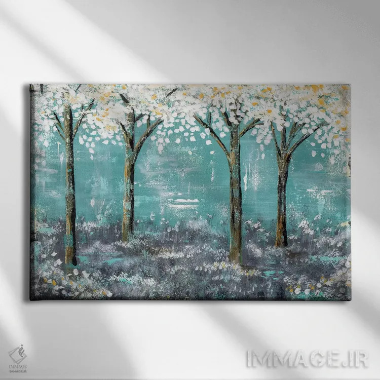 تابلو آبیهای جنگل اثر آنجلا بادن - نمای روبهرو روی دیوار