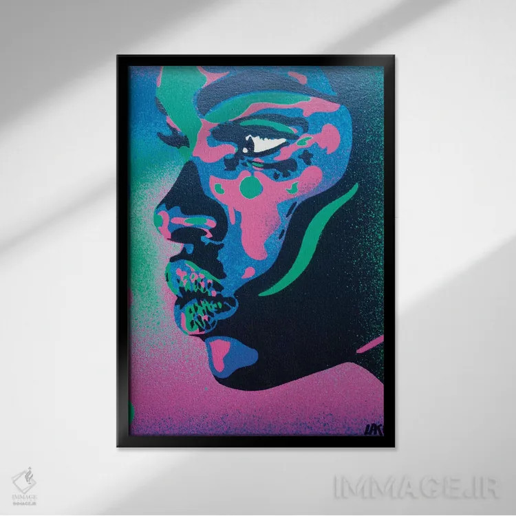 تابلو خالهای مجموعه بوسه ۲ اثر گرافیتی انتزاعی - نمای قابدار مشکی