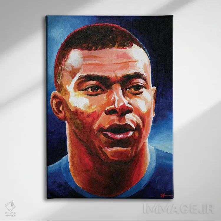 تابلو کیلیان امباپه (بازیکن فوتبال) اثر الکس استاچبری - نمای روبهرو روی دیوار