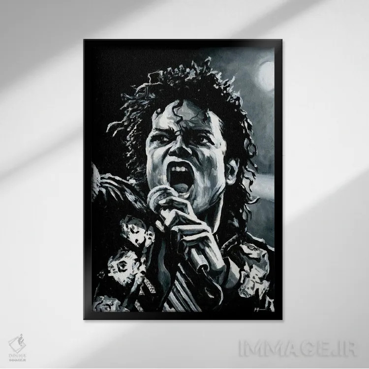 تابلو مایکل جکسون (خواننده) اثر الکس استاچبری - نمای قابدار مشکی