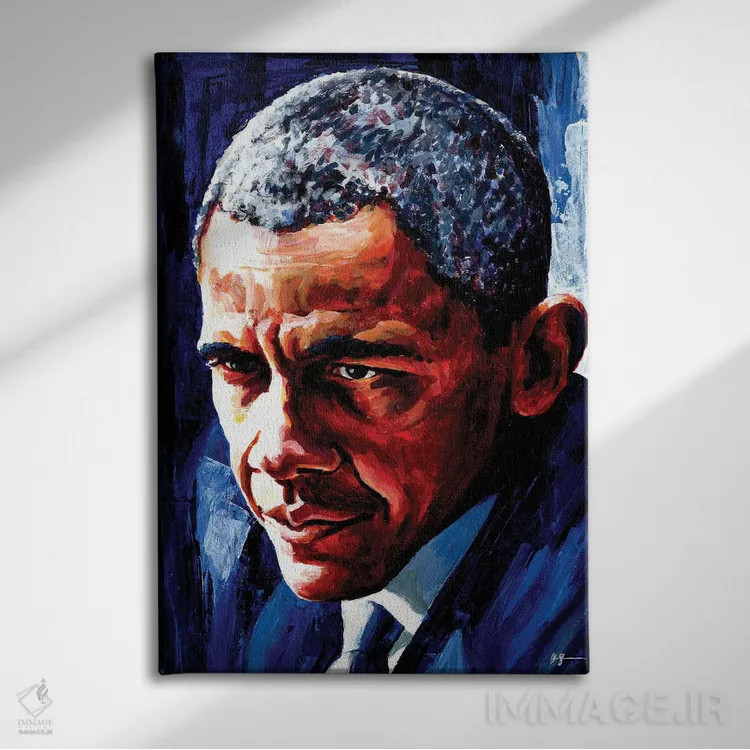 تابلو باراک اوباما (سیاستمدار) اثر الکس استاچبری - نمای روبهرو روی دیوار