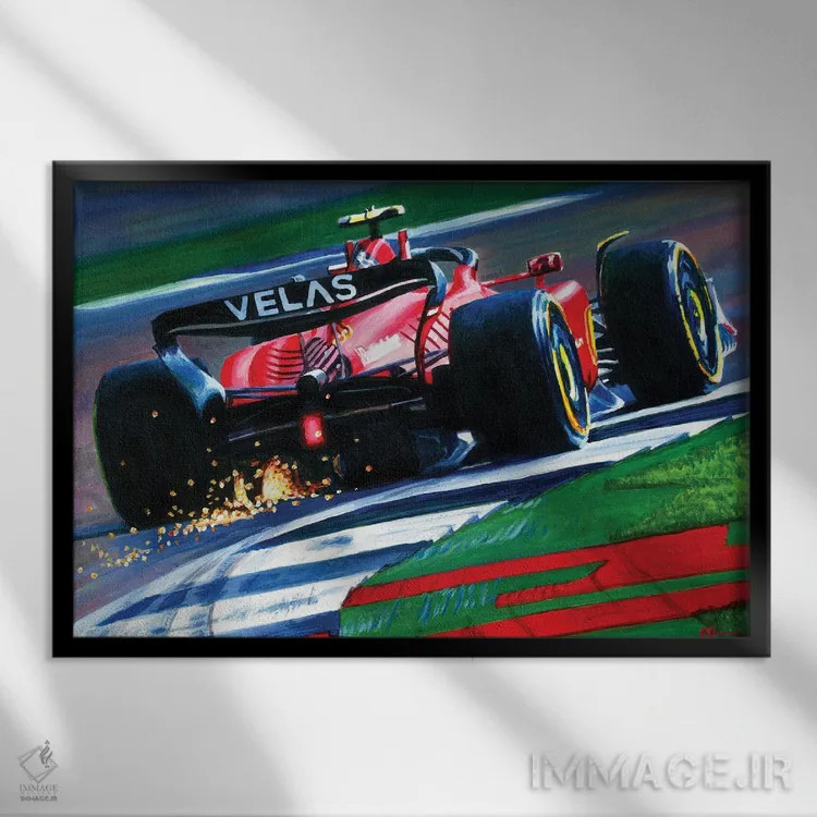 تابلو کارلوس ساینز (راننده فرمول یک) اثر الکس استاچبری - نمای قابدار مشکی