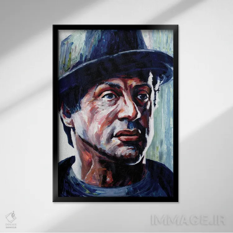 تابلو راکی بالبوآ (شخصیت فیلم) اثر الکس استاچبری - نمای قابدار مشکی