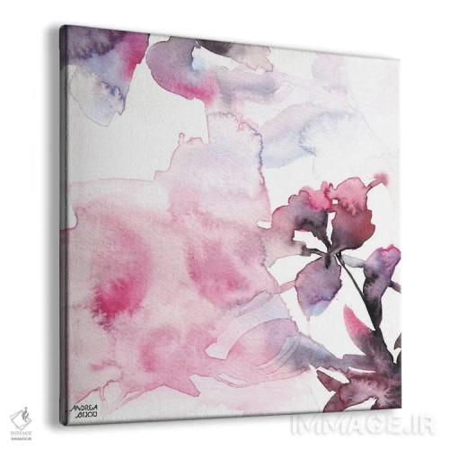 تابلو گلهای صورتی و بنفش با آبرنگ ۲ اثر آندریا بیجو - نمای پرسپکتیو محصول