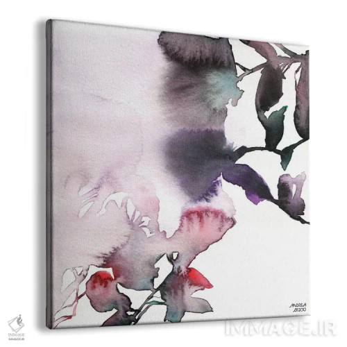 تابلو سهگانه گلهای صورتی و بنفش با آبرنگ ۱ اثر آندریا بیجو - نمای پرسپکتیو محصول