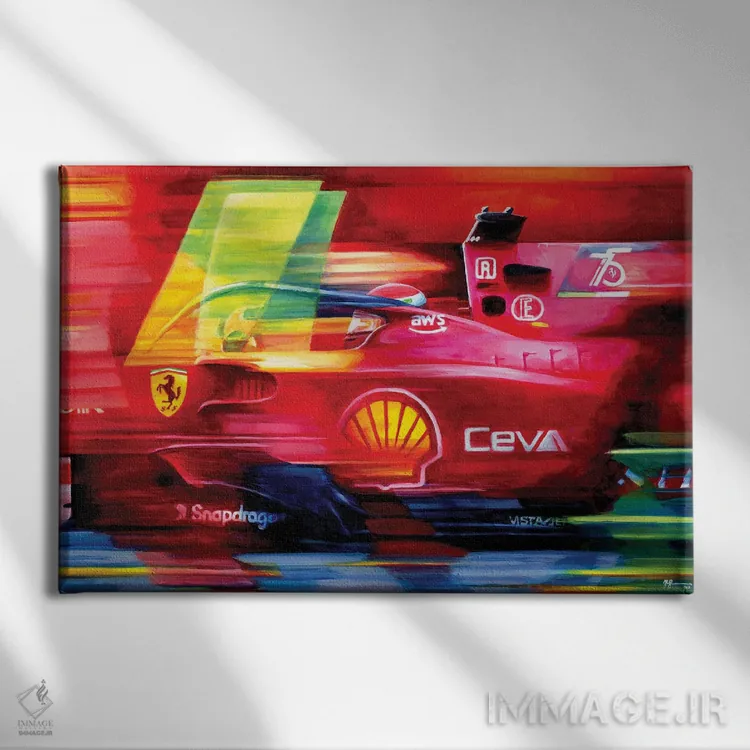 تابلو شارل لکلرک (راننده فرمول یک) اثر الکس استاچبری - نمای روبهرو روی دیوار