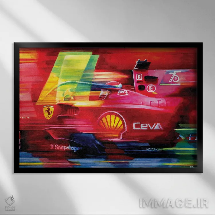تابلو شارل لکلرک (راننده فرمول یک) اثر الکس استاچبری - نمای قابدار مشکی