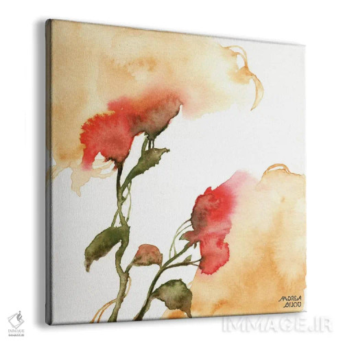 تابلو گلهای زرد و قرمز با آبرنگ ۲ اثر آندریا بیجو - نمای پرسپکتیو محصول
