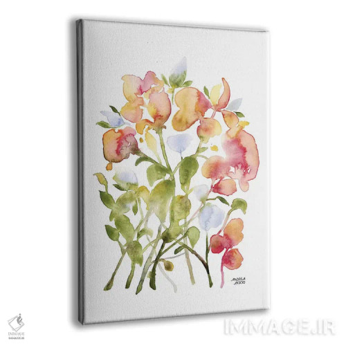 تابلو گلهای آبی و صورتی اثر آندریا بیجو - نمای پرسپکتیو محصول