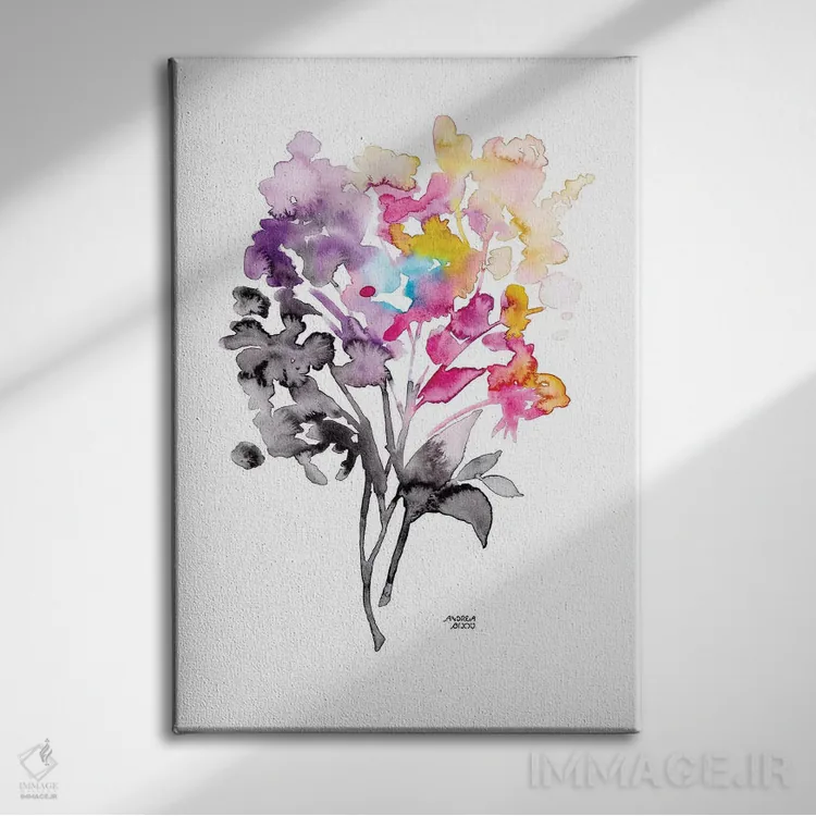 تابلو دستهگل رنگارنگ اثر آندریا بیجو - نمای روبهرو روی دیوار