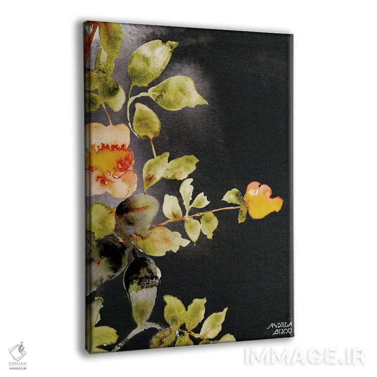 تابلو رزها روی زمینه مشکی اثر آندریا بیجو - نمای پرسپکتیو محصول