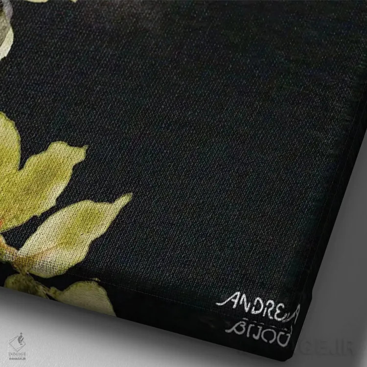 تابلو رزها روی زمینه مشکی اثر آندریا بیجو - نمای نزدیک بافت بوم