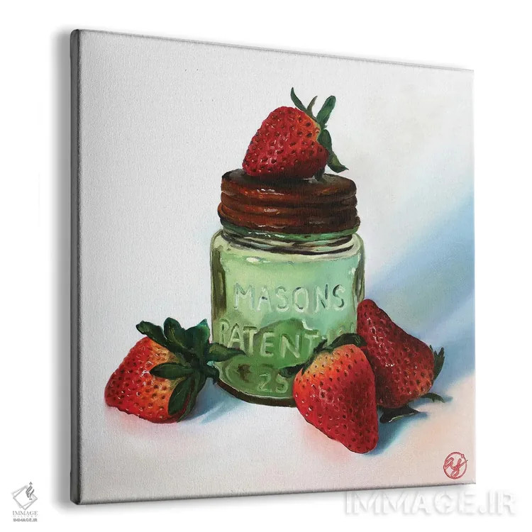 تابلو توت فرنگی نیمپیمانه سبز اثر ابرا جانسون - نمای پرسپکتیو محصول