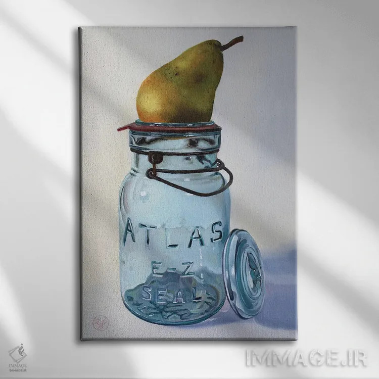 تابلو گلابی اطلس اثر ابرا جانسون - نمای روبهرو روی دیوار