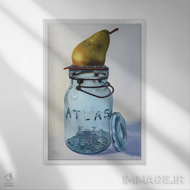 تابلو گلابی اطلس اثر ابرا جانسون - نمای قابدار سفید