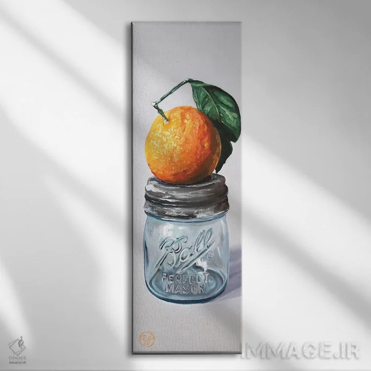 تابلو نیمپیمانه نارنگی اثر ابرا جانسون - نمای روبهرو روی دیوار