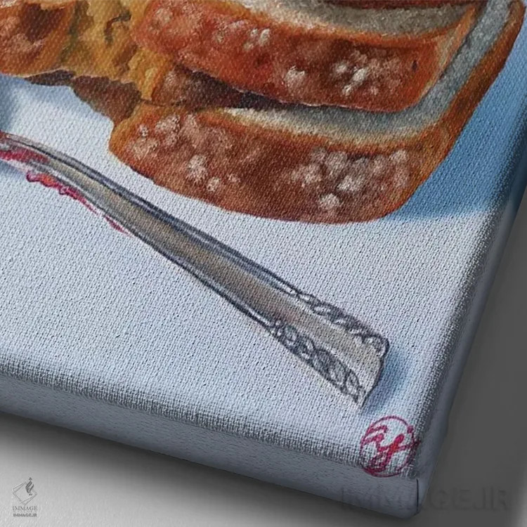 تابلو نان مربایی اثر ابرا جانسون - نمای نزدیک بافت بوم