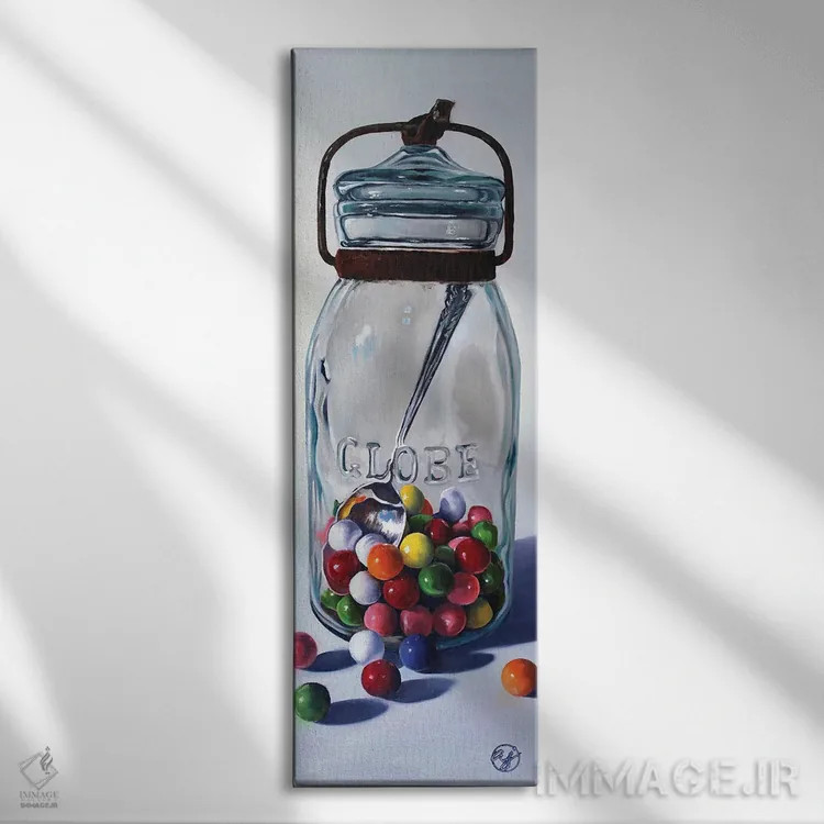 تابلو آدامس بادکنکی نوم نوم اثر ابرا جانسون - نمای روبهرو روی دیوار