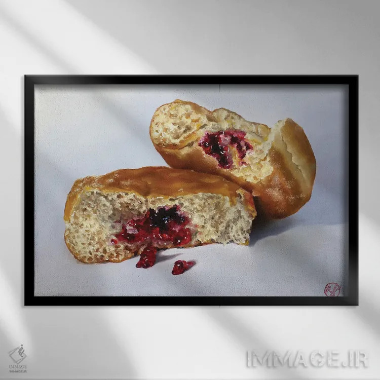 تابلو پیراشکی ژلهای اثر ابرا جانسون - نمای قابدار مشکی