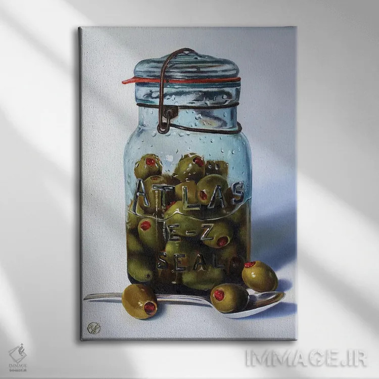 تابلو دوستت دارم (با بازی واژهای زیتون) اثر ابرا جانسون - نمای روبهرو روی دیوار