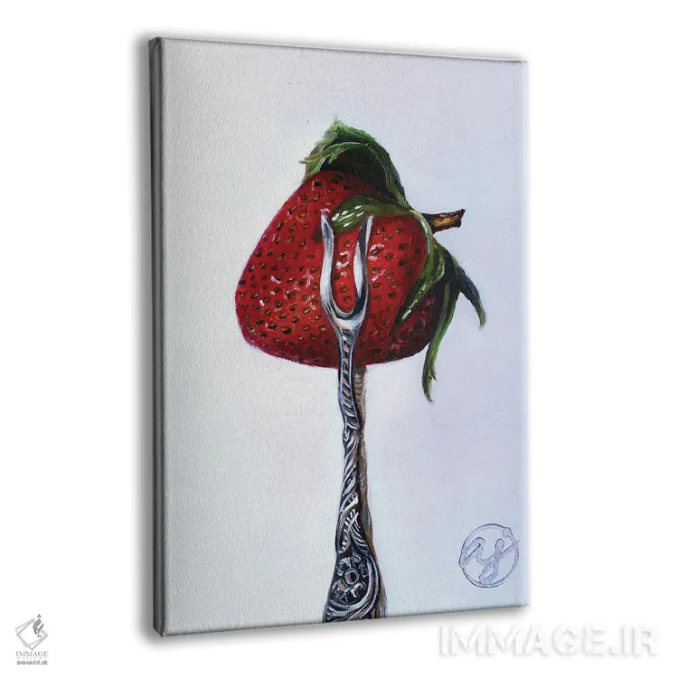 تابلو چنگال توت فرنگی اثر ابرا جانسون - نمای پرسپکتیو محصول