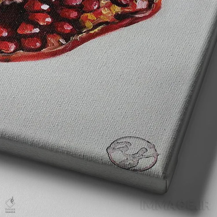 تابلو انار اثر ابرا جانسون - نمای نزدیک بافت بوم