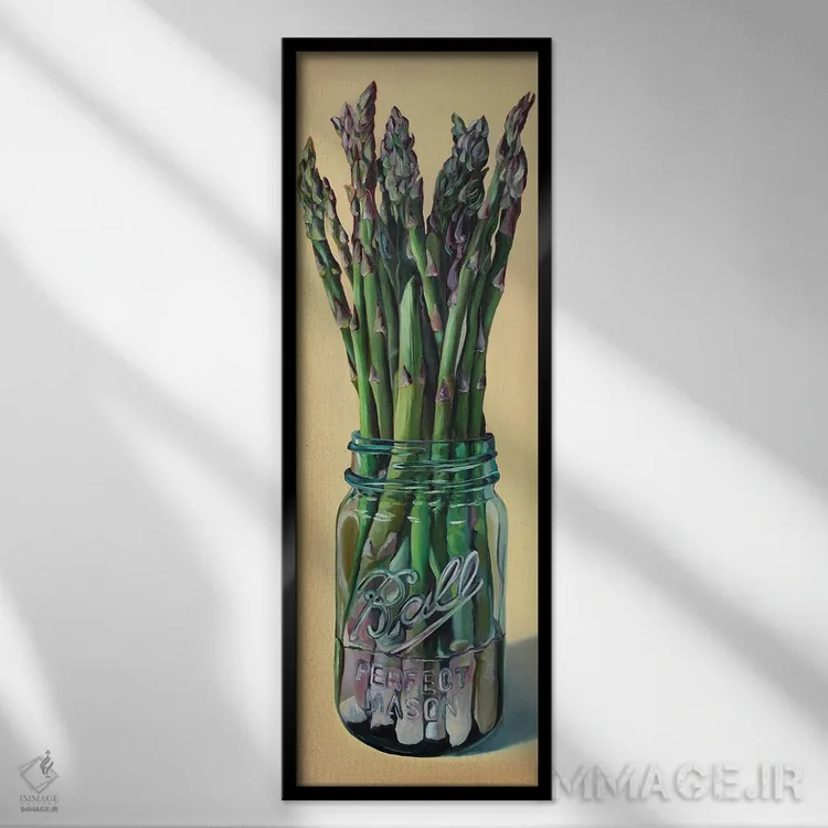 تابلو شیشه اسپاراگوس اثر ابرا جانسون - نمای قابدار مشکی