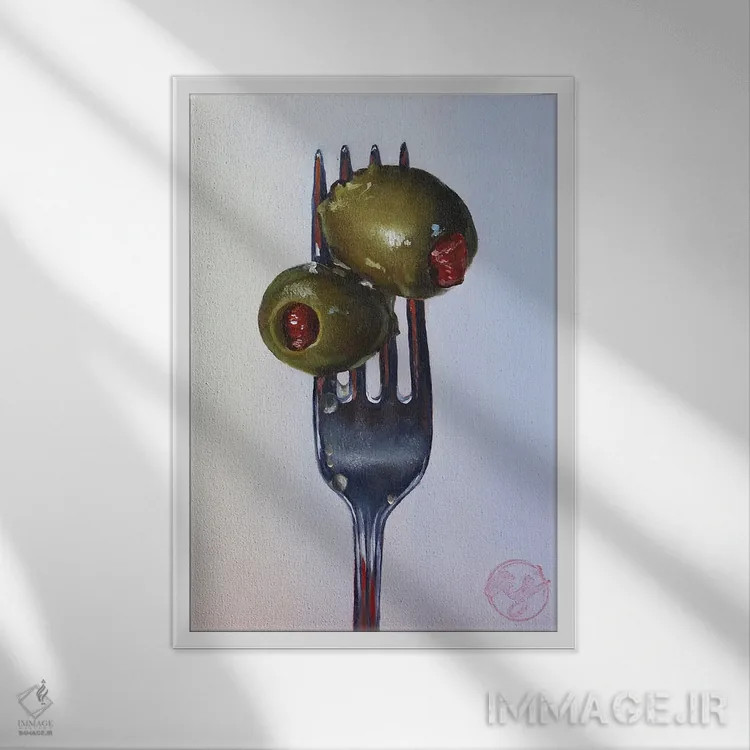 تابلو چنگال را فرو کن اثر ابرا جانسون - نمای قابدار سفید