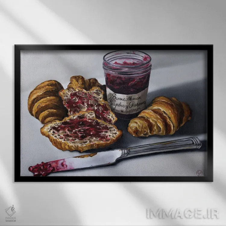 تابلو کروسان و مربا اثر ابرا جانسون - نمای قابدار مشکی