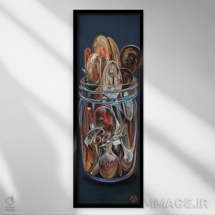 تابلو قاشقهای نقرهای اثر ابرا جانسون - نمای قابدار مشکی