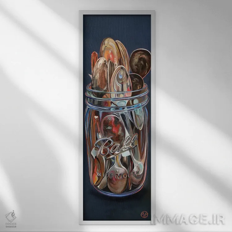 تابلو قاشقهای نقرهای اثر ابرا جانسون - نمای قابدار سفید