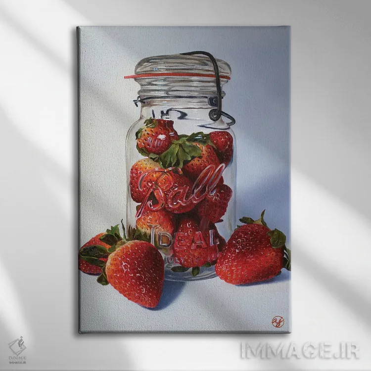 تابلو مزارع توتفرنگی اثر ابرا جانسون - نمای روبهرو روی دیوار