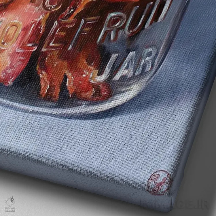 تابلو مرا دیوانه کن بیکن! اثر ابرا جانسون - نمای نزدیک بافت بوم