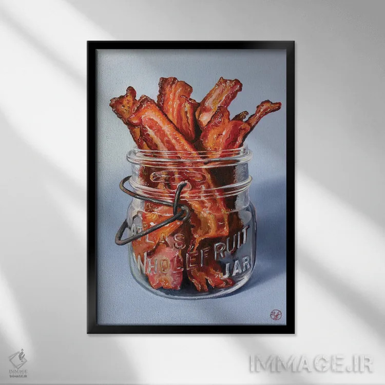 تابلو مرا دیوانه کن بیکن! اثر ابرا جانسون - نمای قابدار مشکی