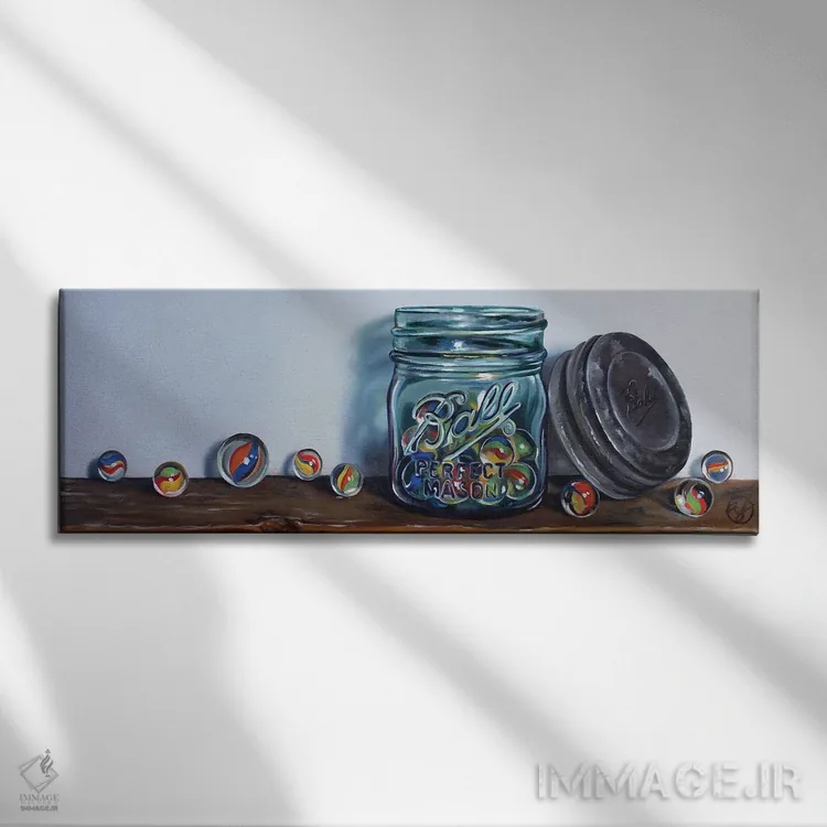 تابلو شیشه تیلهای ۲ اثر ابرا جانسون - نمای روبهرو روی دیوار