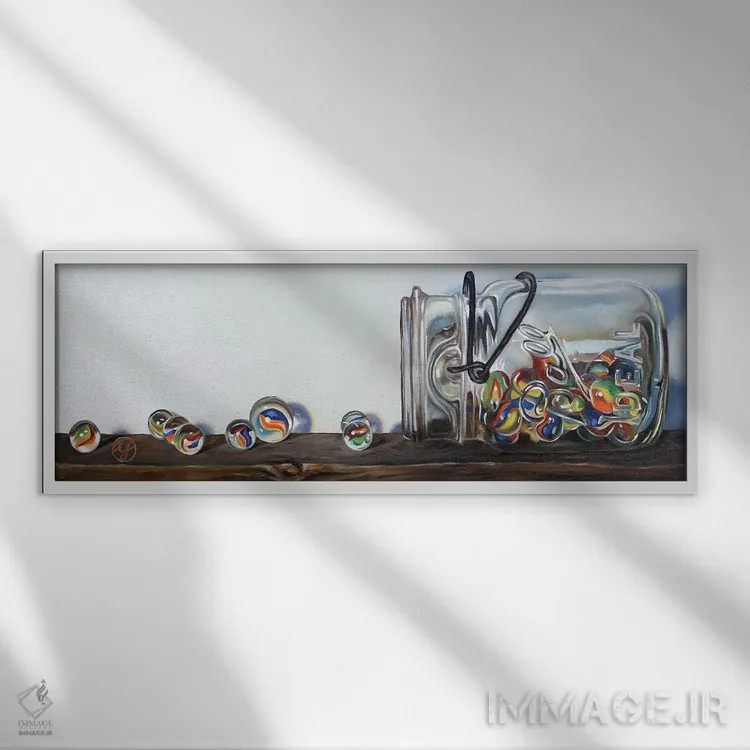 تابلو شیشه تیلهای اثر ابرا جانسون - نمای قابدار سفید