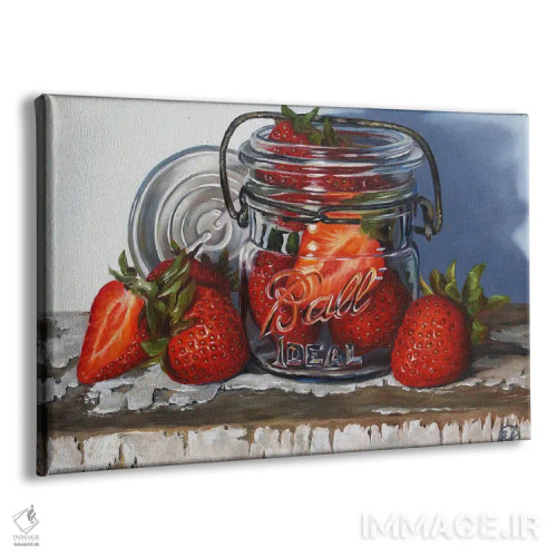 تابلو شیشهٔ مربا و توتفرنگیها اثر ابرا جانسون - نمای پرسپکتیو محصول