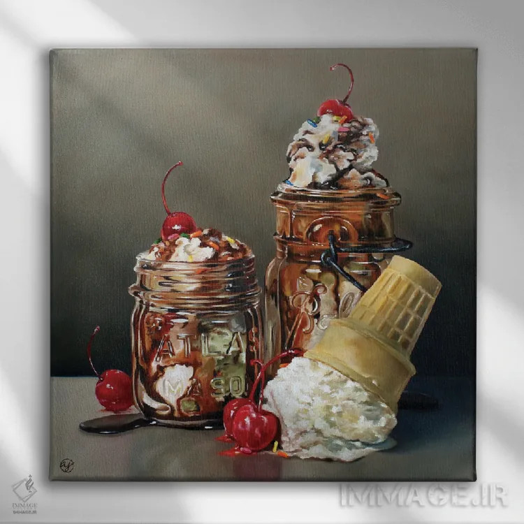 تابلو جشن بستنی اثر ابرا جانسون - نمای روبهرو روی دیوار