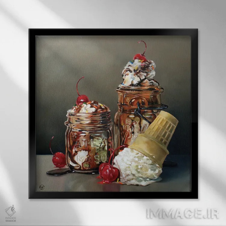 تابلو جشن بستنی اثر ابرا جانسون - نمای قابدار مشکی