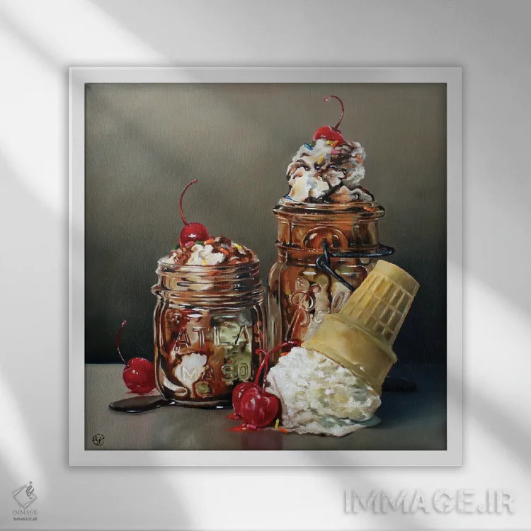 تابلو جشن بستنی اثر ابرا جانسون - نمای قابدار سفید