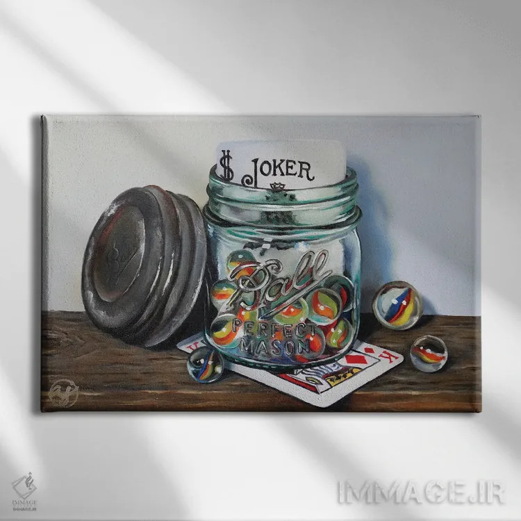 تابلو جوکر و پادشاه اثر ابرا جانسون - نمای روبهرو روی دیوار