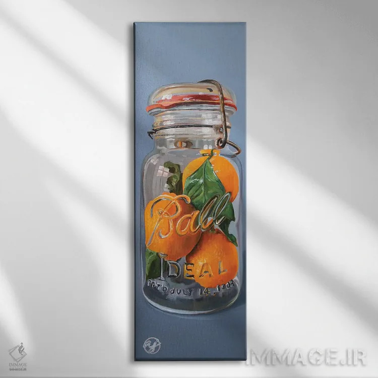 تابلو سه عدد نارنگی اثر ابرا جانسون - نمای روبهرو روی دیوار