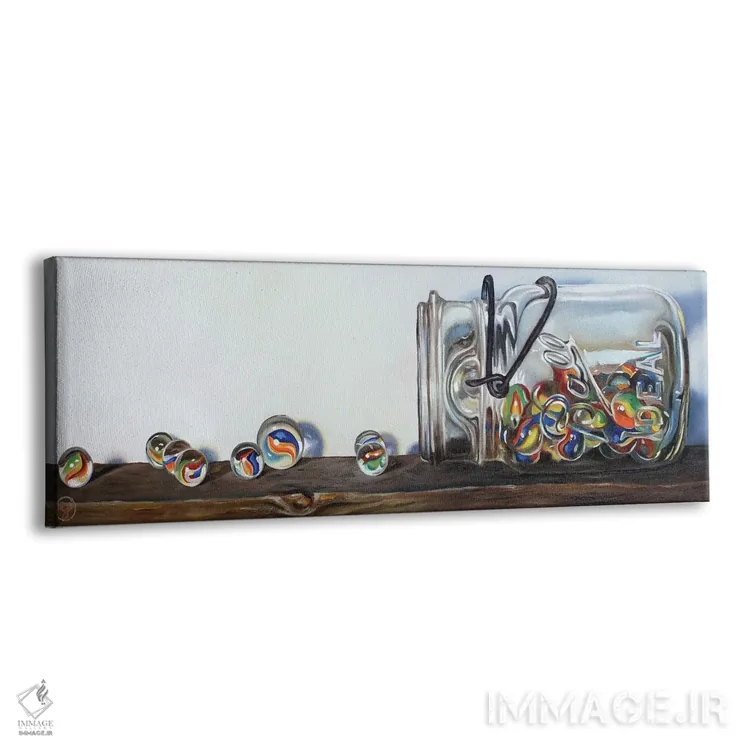 تابلو شیشهٔ مربا با تیلهها اثر ابرا جانسون - نمای پرسپکتیو محصول