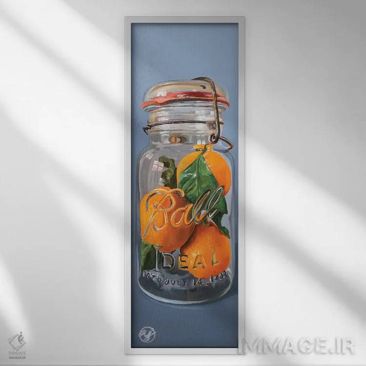 تابلو سه عدد نارنگی اثر ابرا جانسون - نمای قابدار سفید