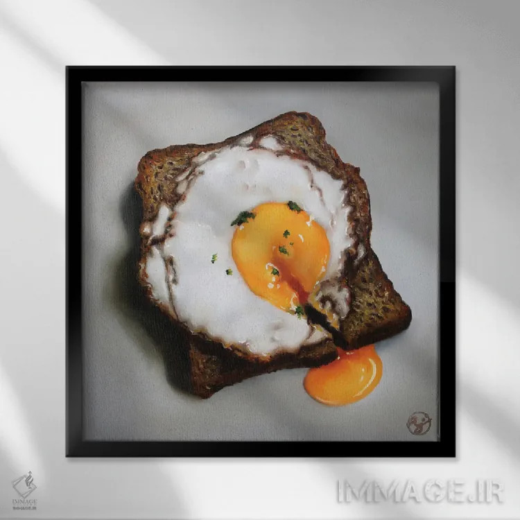 تابلو تست تخممرغ اثر ابرا جانسون - نمای قابدار مشکی