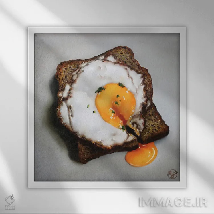 تابلو تست تخممرغ اثر ابرا جانسون - نمای قابدار سفید