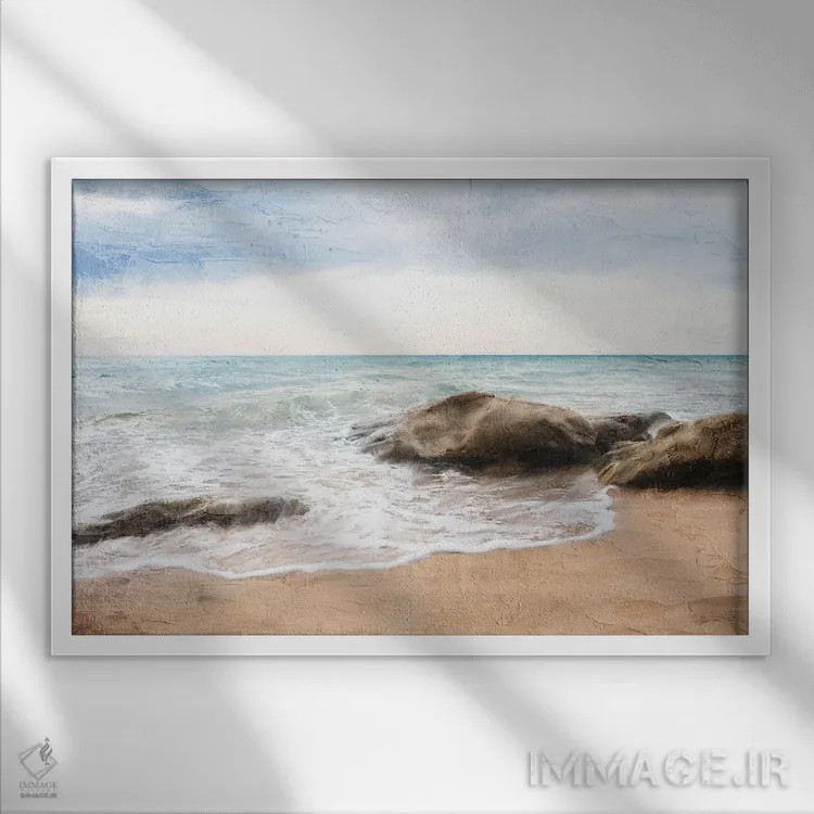 تابلو ساحل شمالی اثر آن بیلی - نمای قابدار سفید
