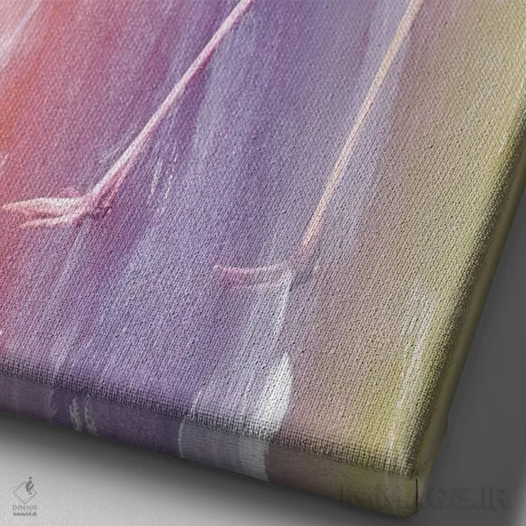 تابلو فلامینگو در باران رنگی I اثر هنر آنیتا و بلا - نمای نزدیک بافت بوم